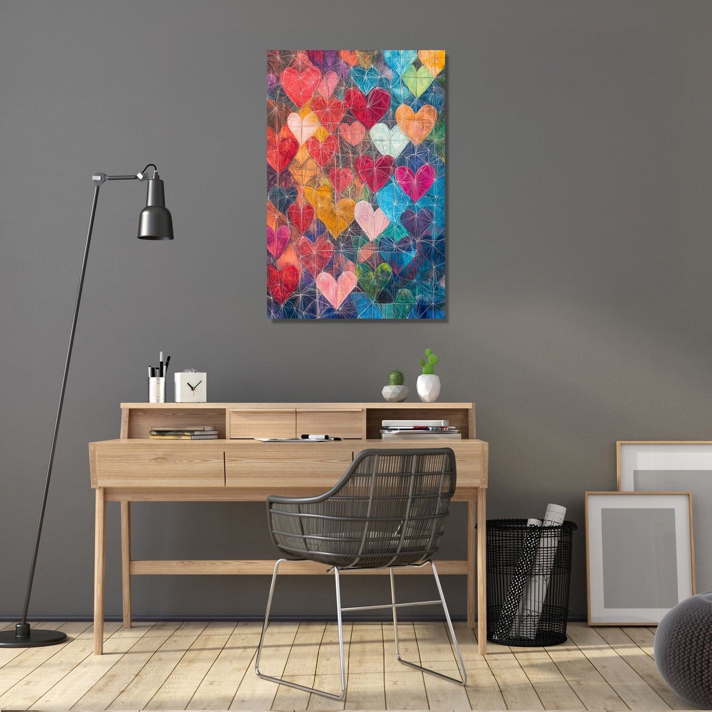 Intertwined Hearts Geometry Canvas