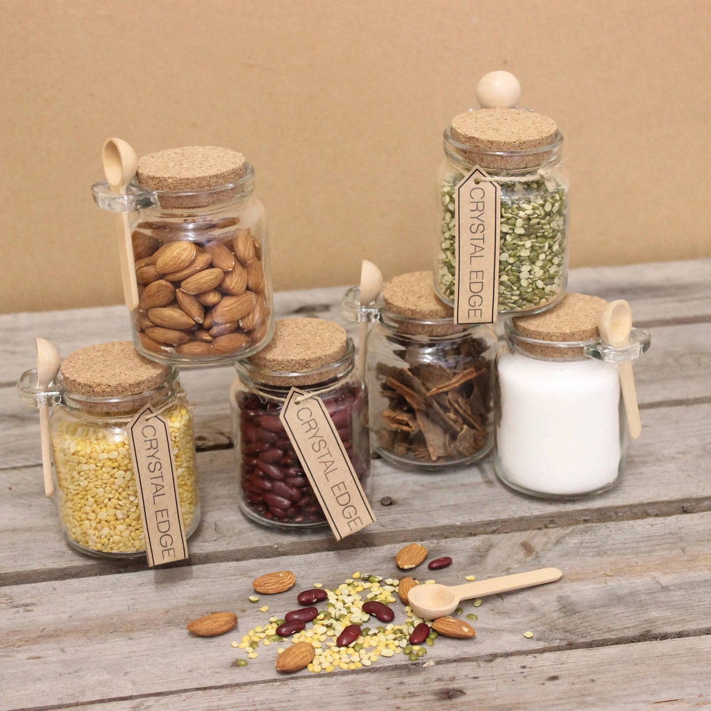 Maravi General Store Set of 6 Glass Jars with Spoon