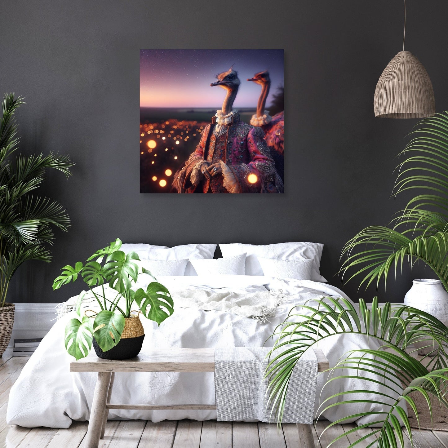 Regal Ostrich Dusk Romance Canvas