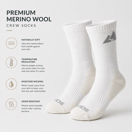 Off White Merino Wool Active Hiking Socks - Unisex