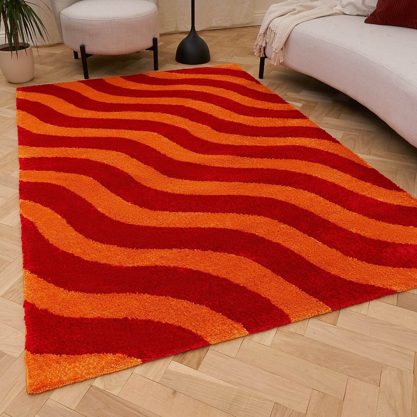 Joli Wave Red & Orange Rug