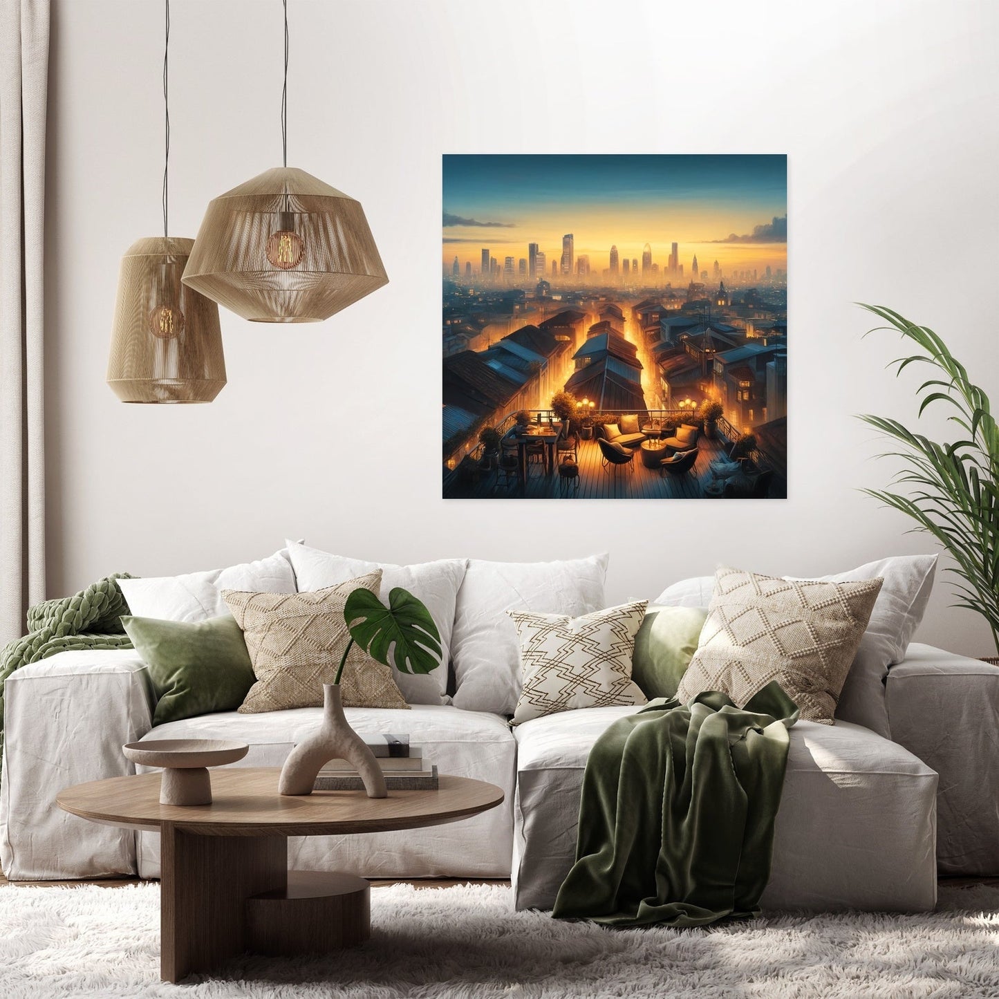Dusk Over Rooftops Canvas