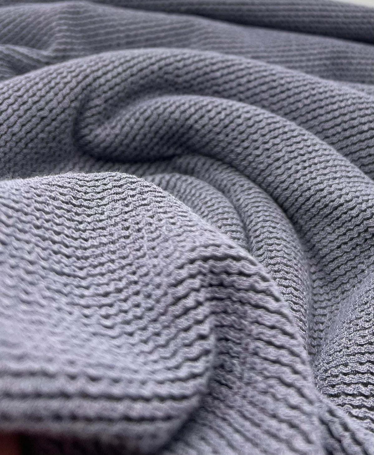Slate Grey & Black Crinkle Rope Rib Stretch Fabric
