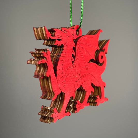 Welsh Dragon Bauble - Handmade Ornament by Curious Rabbit ®