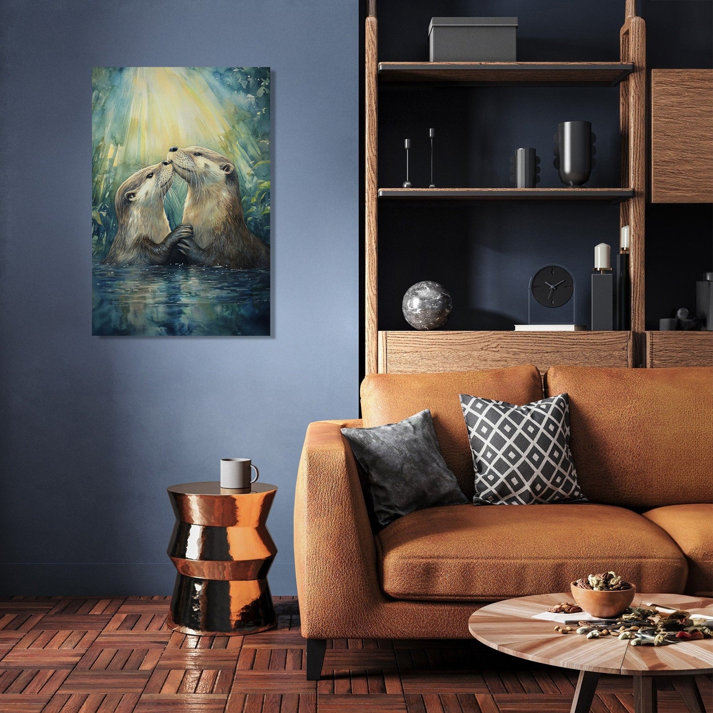 Otters' Embrace on Canvas