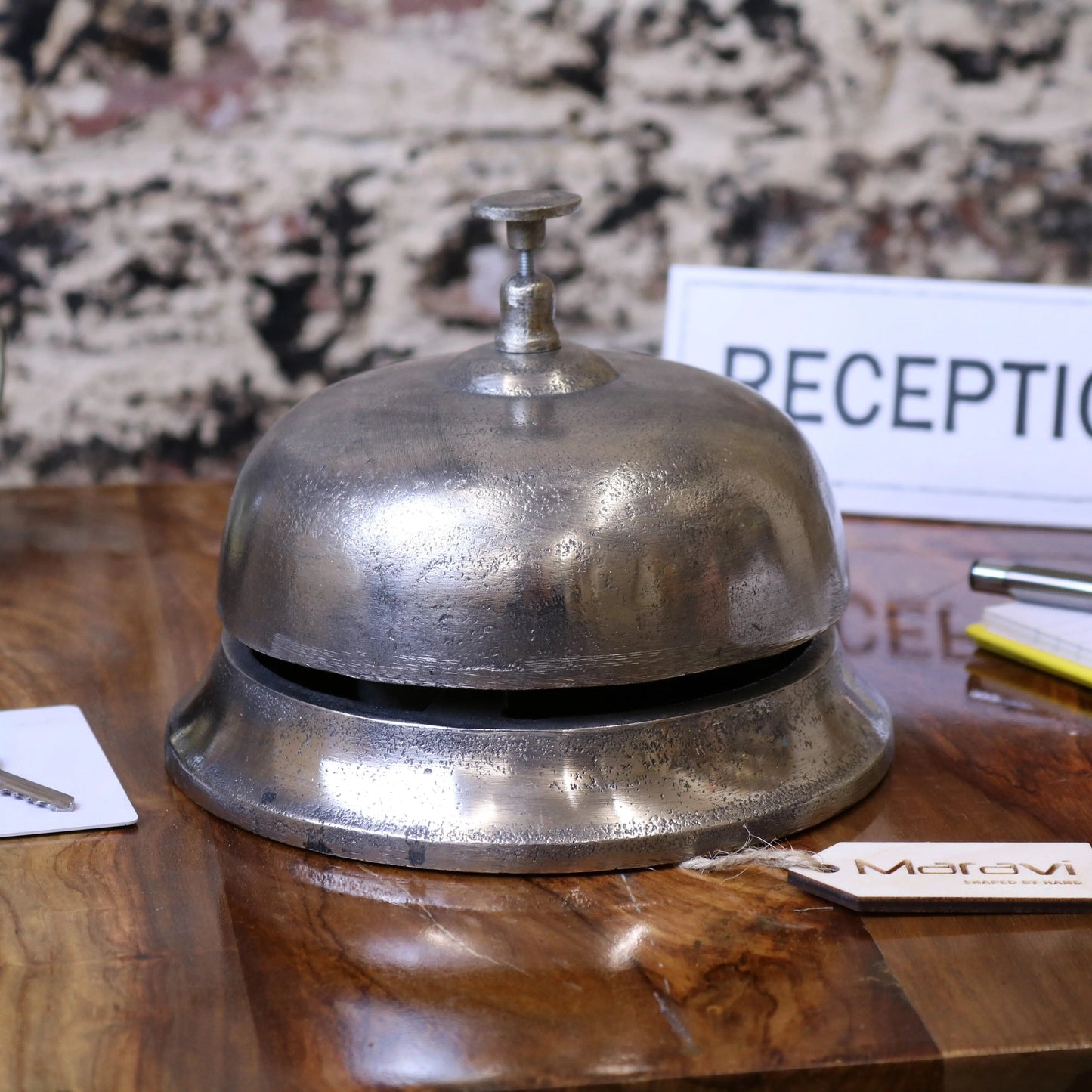 Tirsuli Large 17cm Reception Bell Distressed Silver