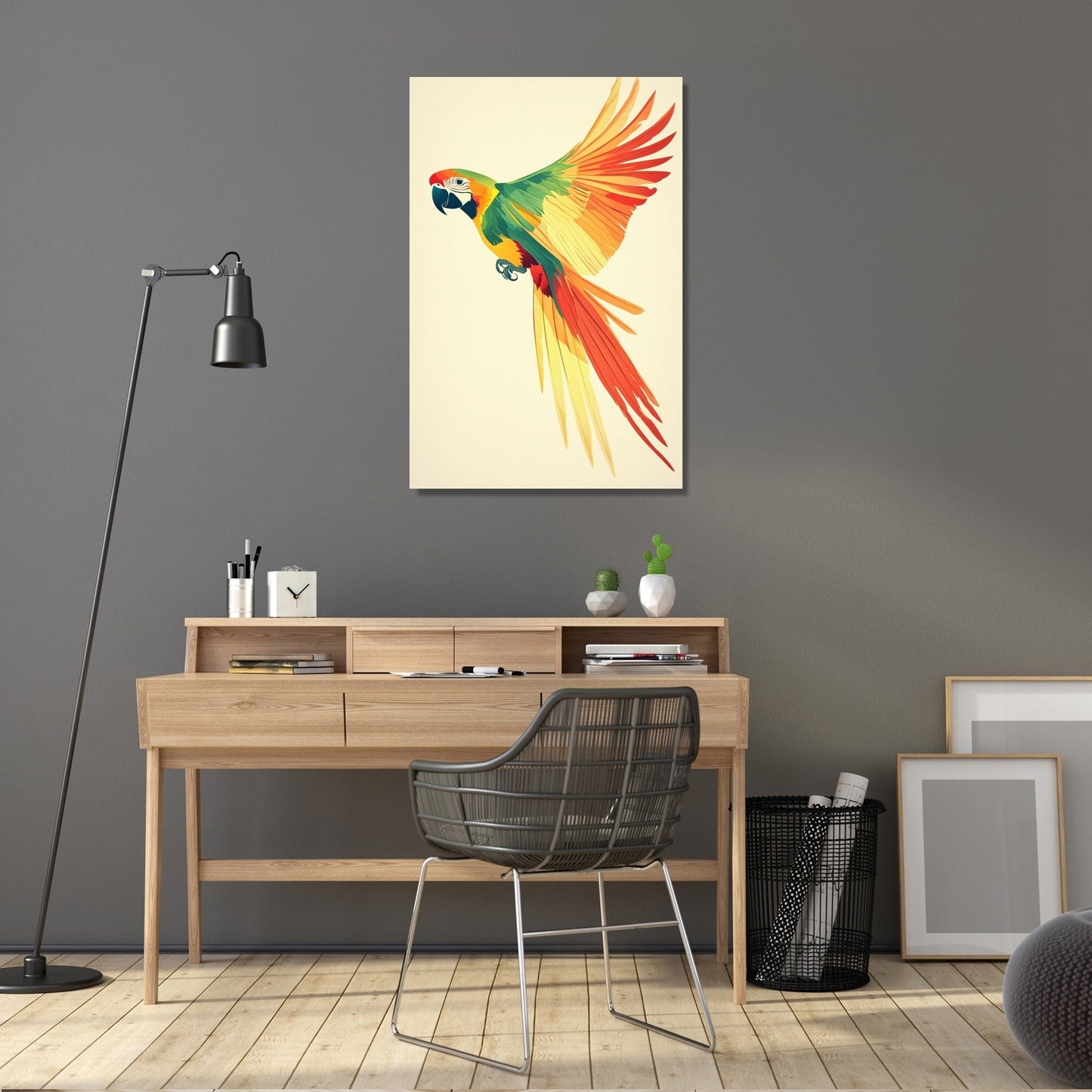 Vibrant Parrot Flight Canvas