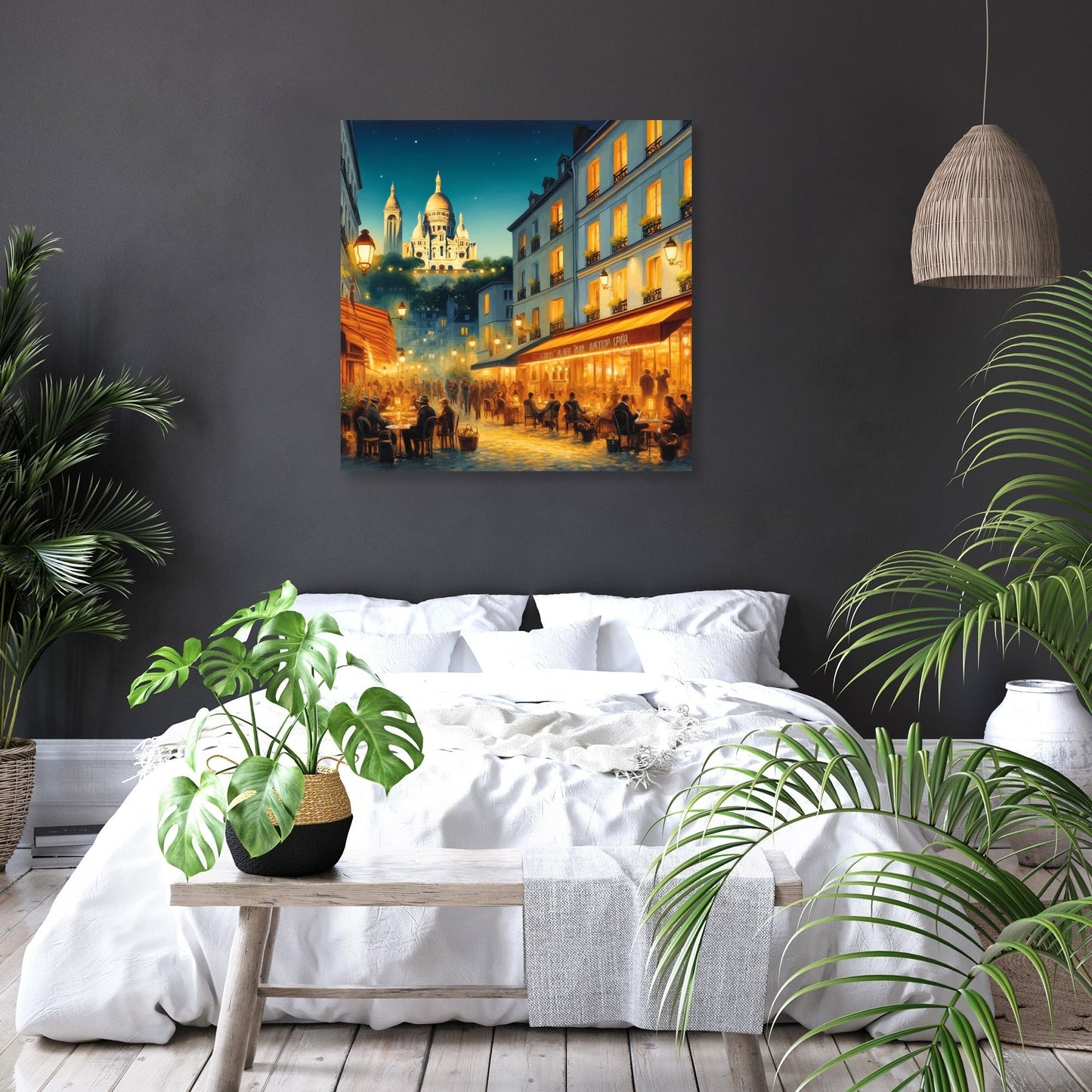 Twilight Over Paris Montmartre Canvas