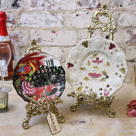 Sabarmati Set of 2 Vintage Brass Display Easels