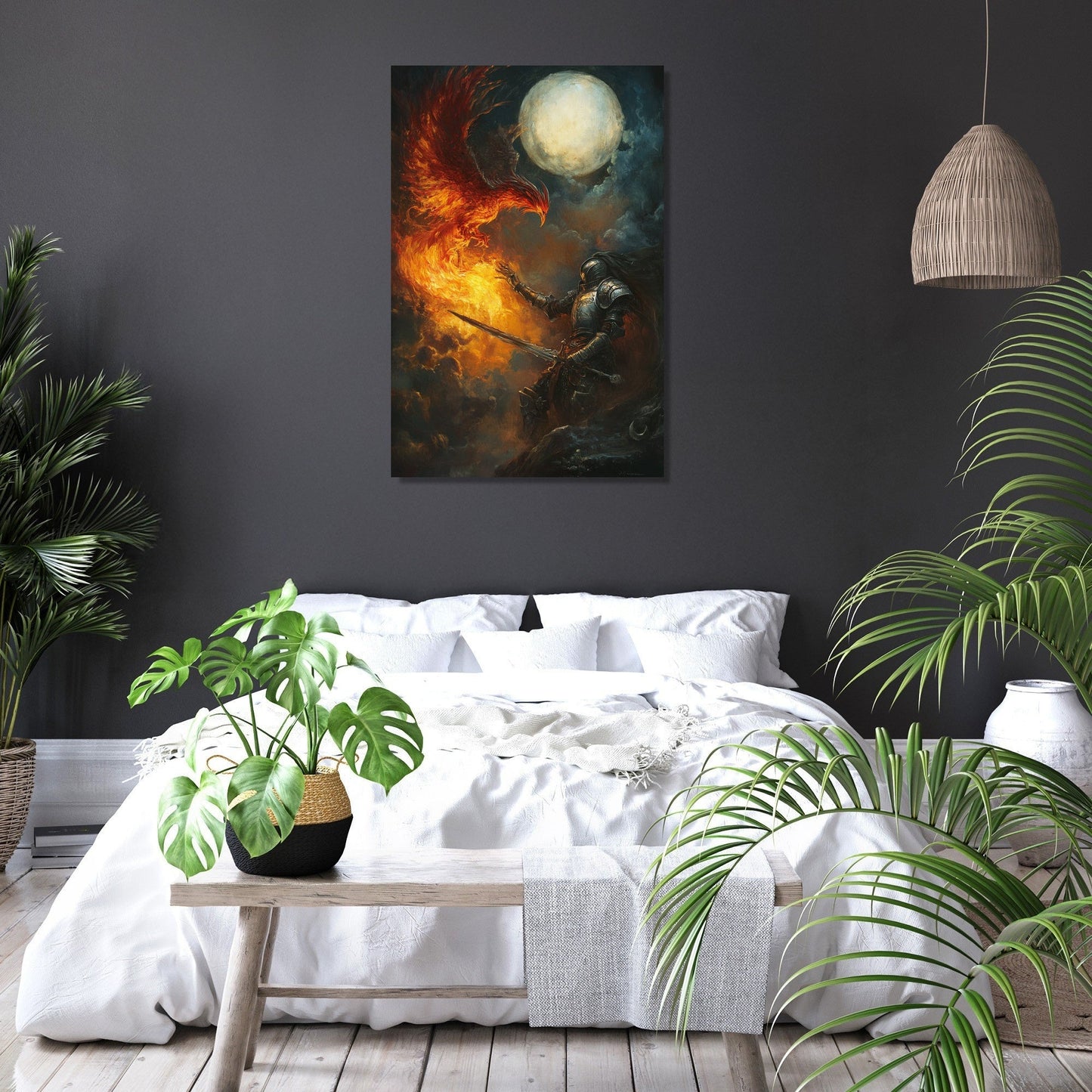 Knight's Moonlit Battle Canvas