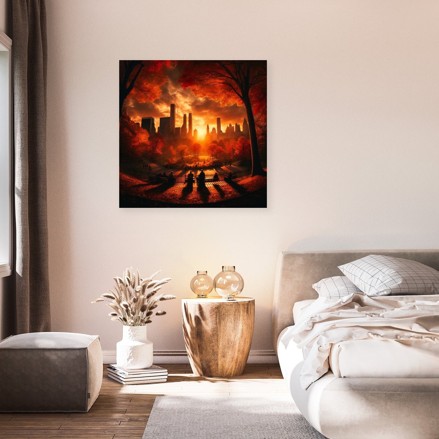 Autumn Sunset Silhouettes Canvas