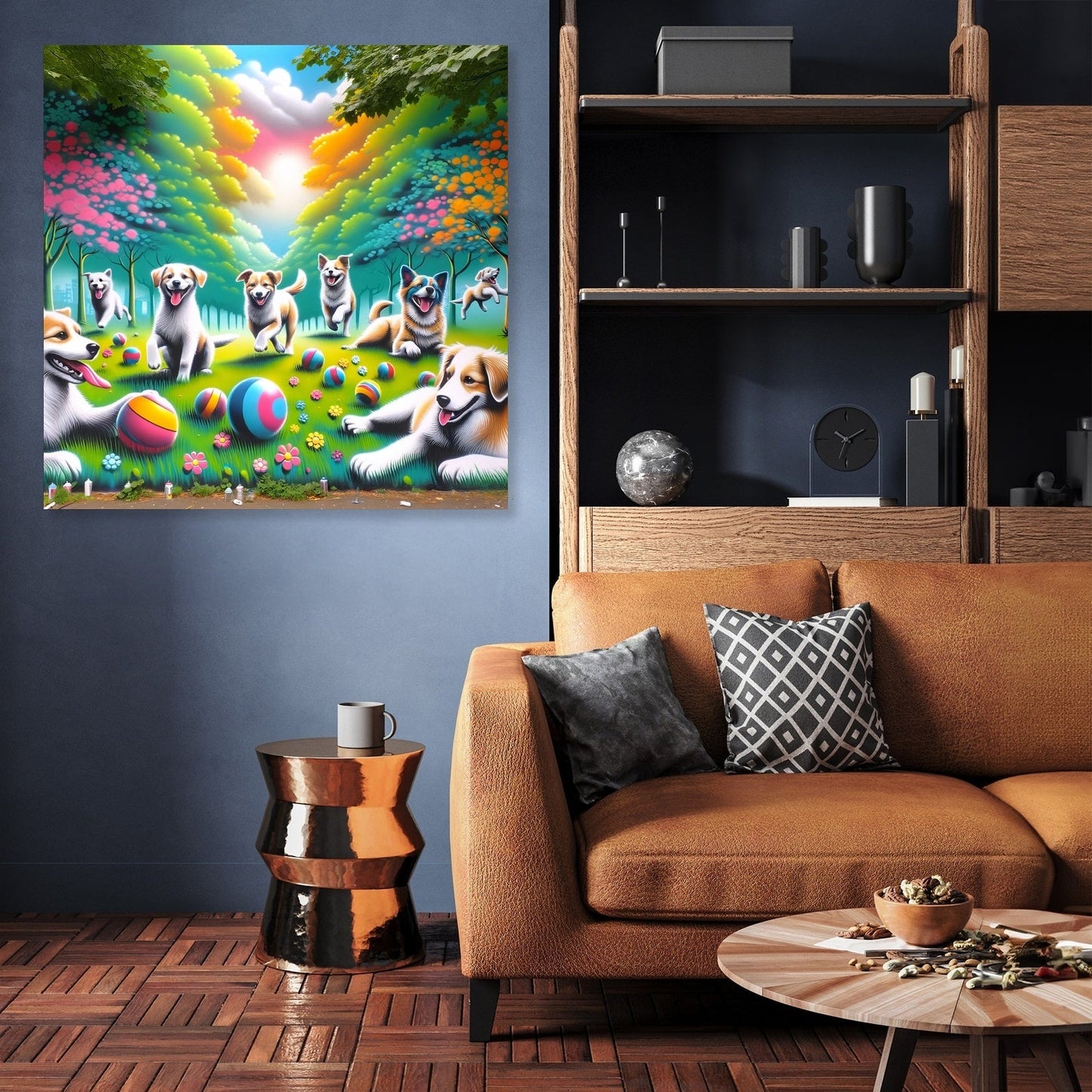 Joyful Dogs in the Park Canvas