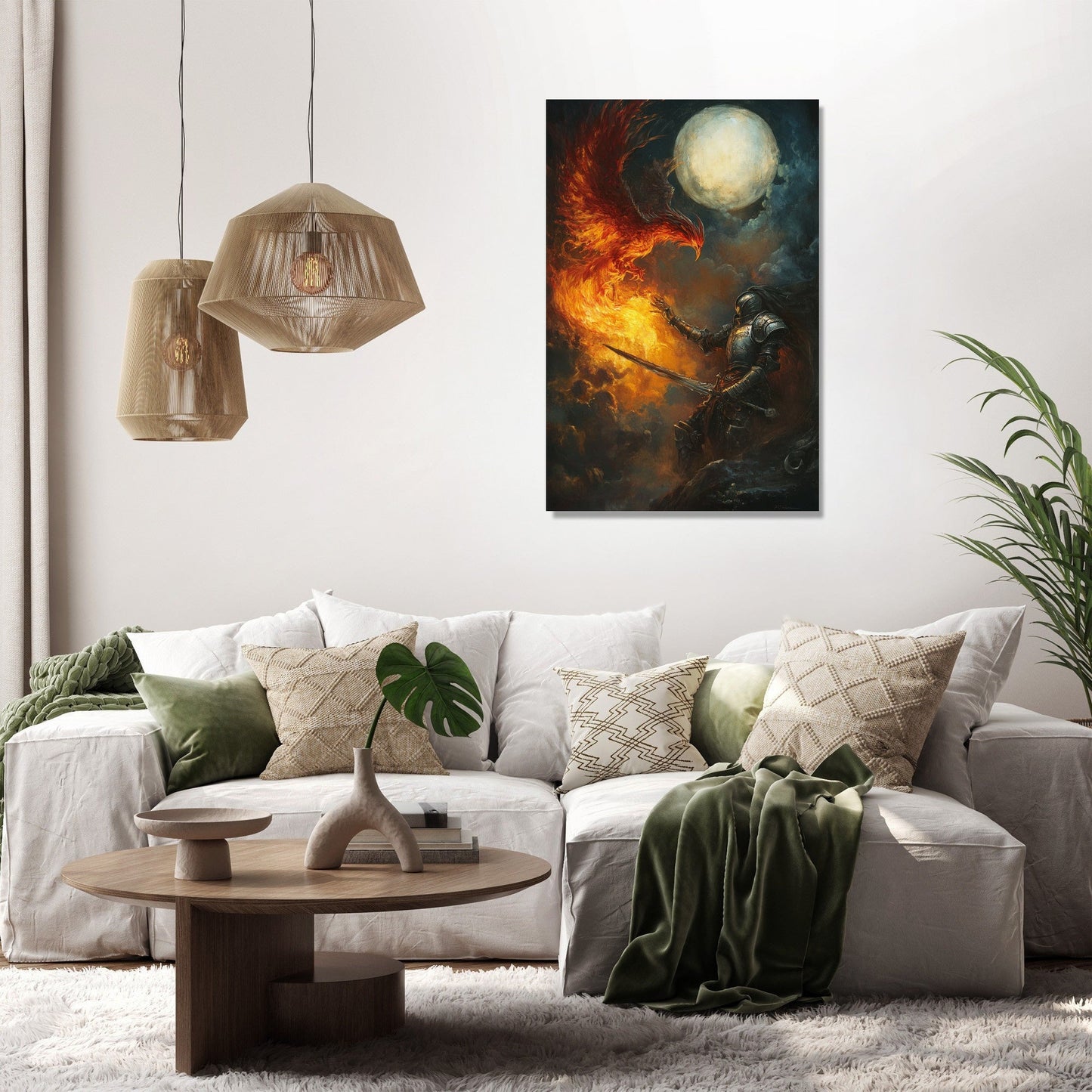 Knight's Moonlit Battle Canvas