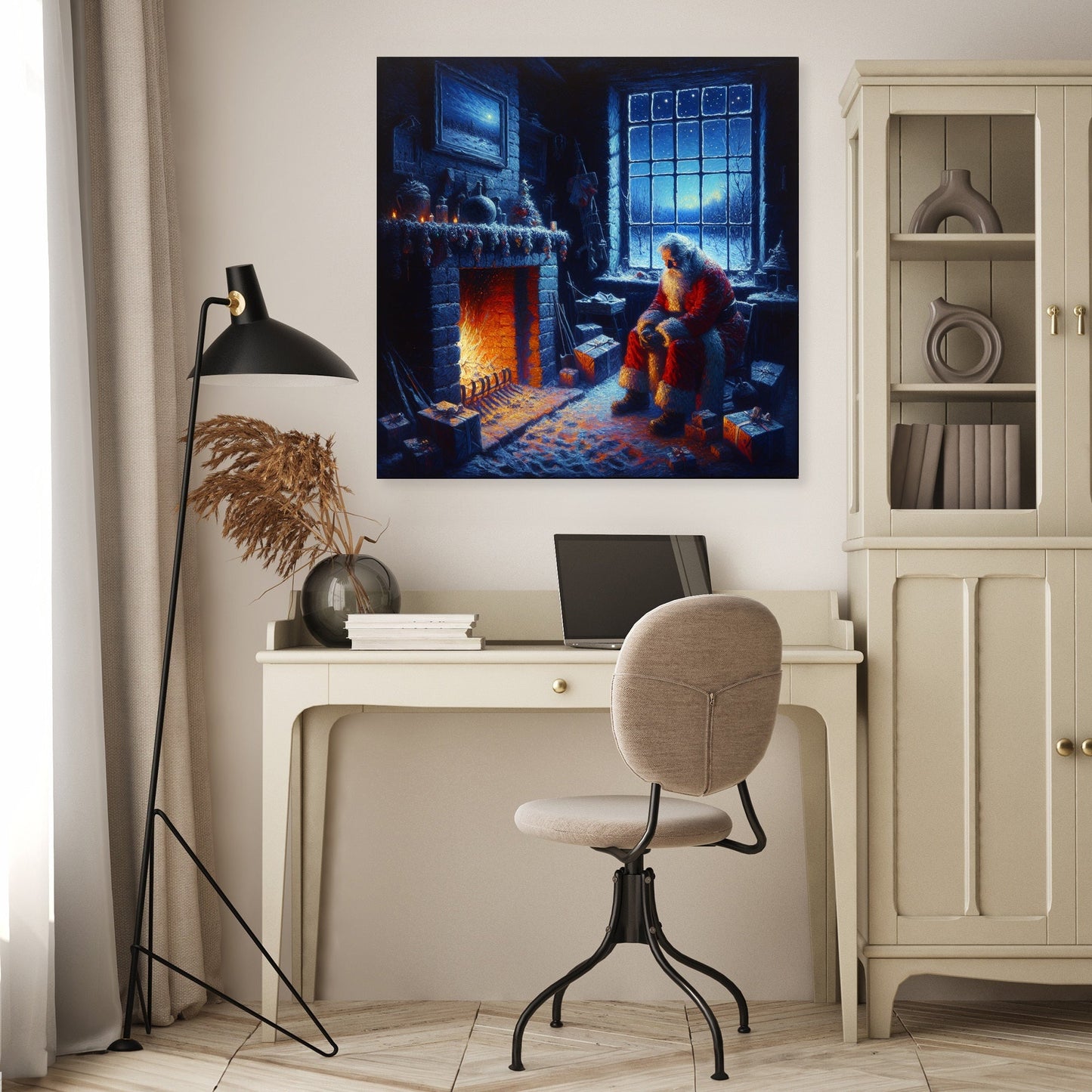 Santa's Solitary Hearth Canvas