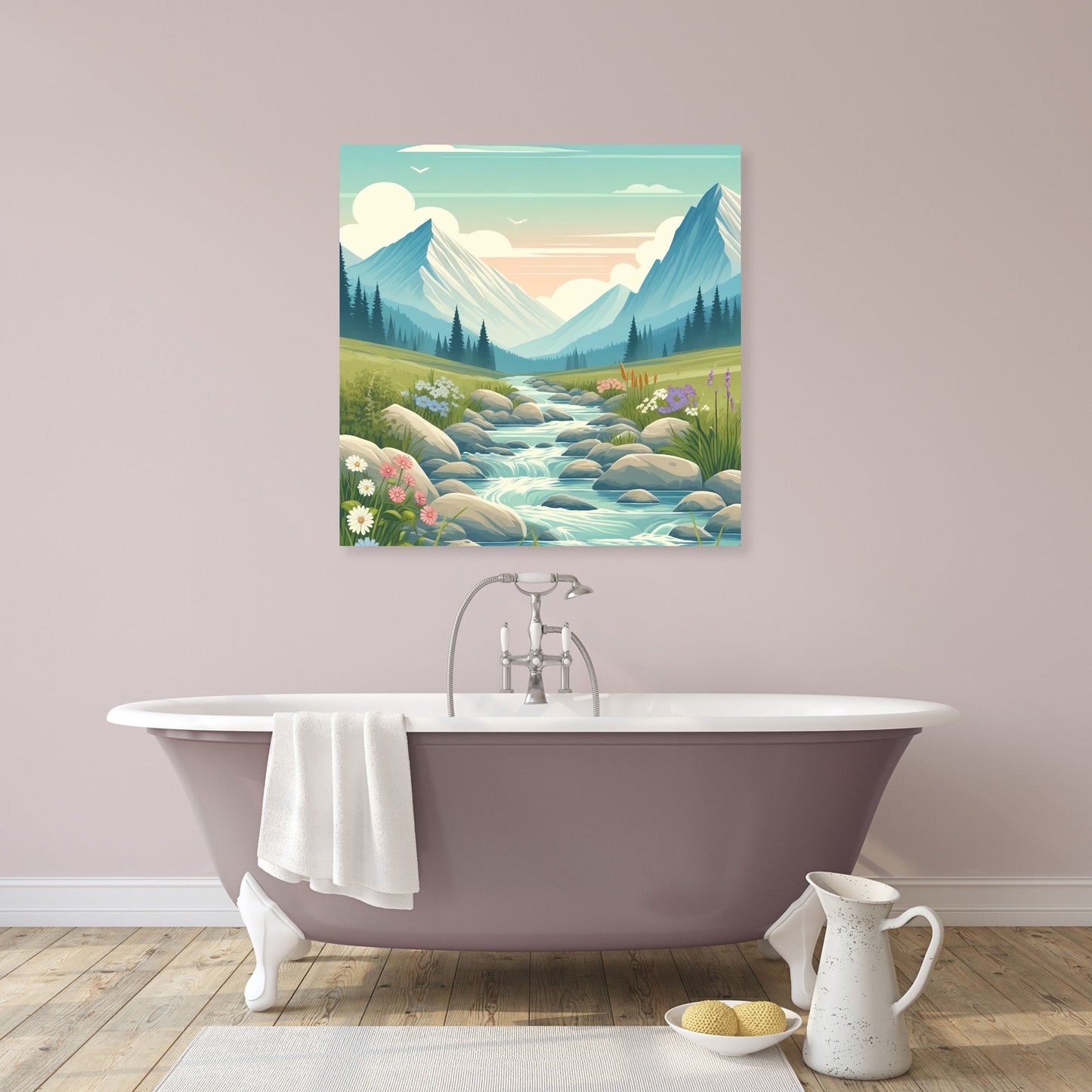 Mountain Stream Serenity Canvas