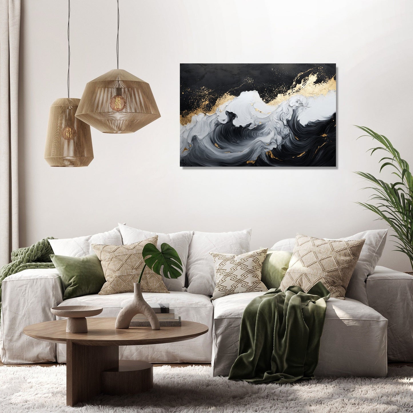 Golden Crest Waves Canvas