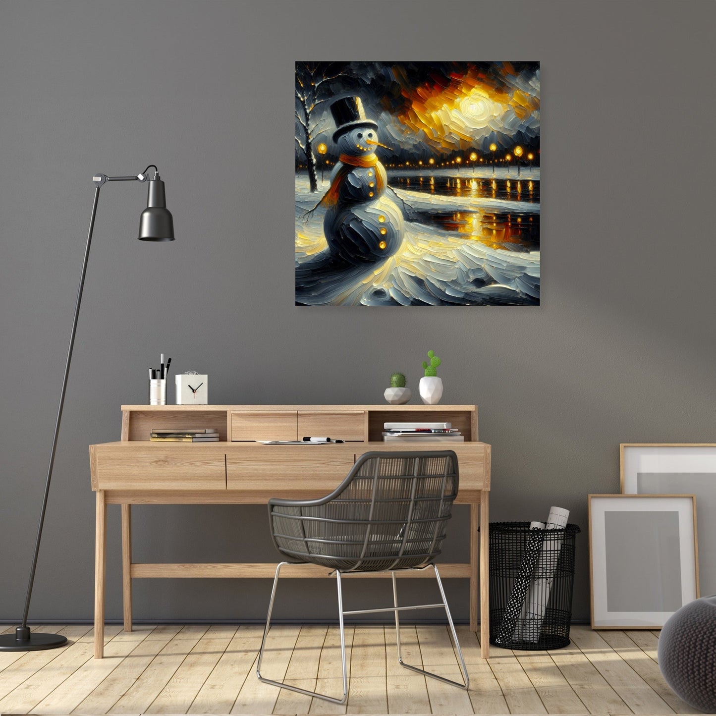 Melancholic Black Snowman Canvas