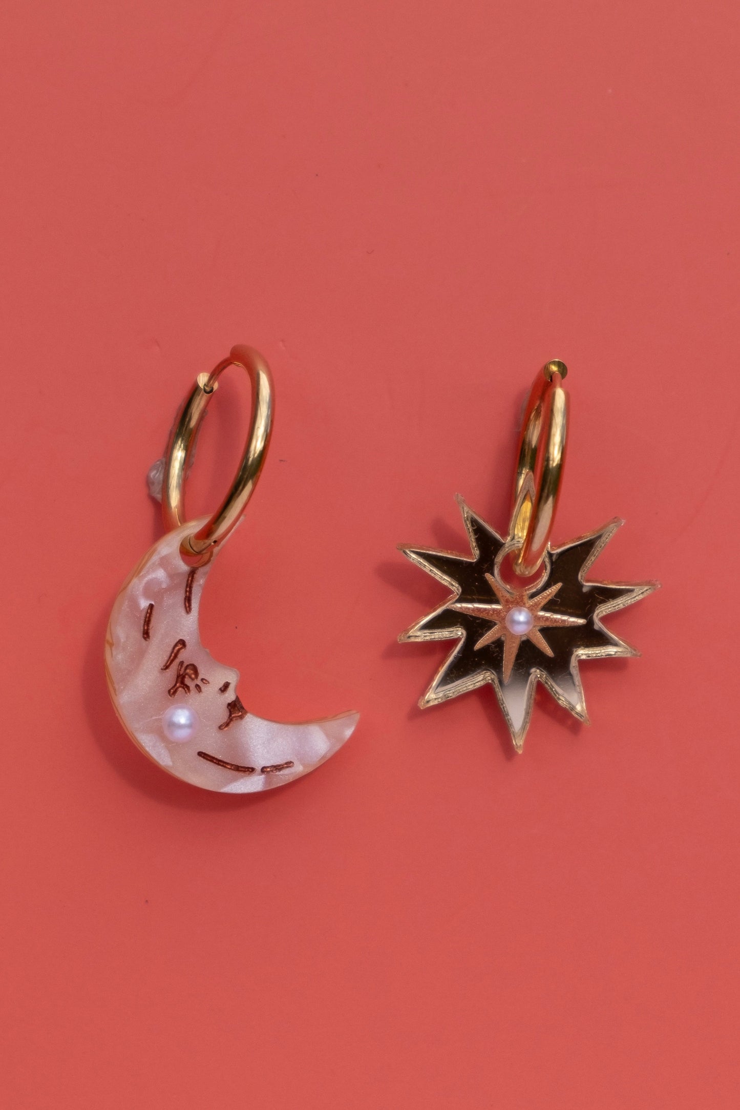 Guiding Star & Moon Hoop Earrings