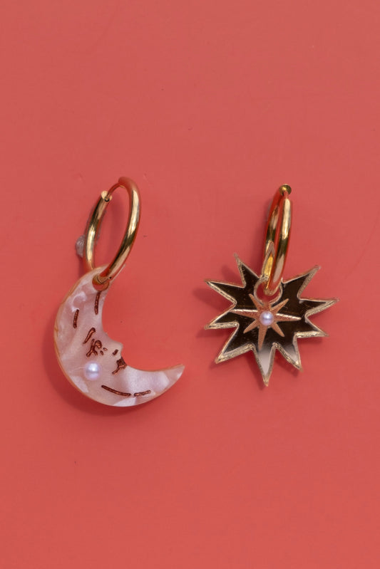 Guiding Star & Moon Hoop Earrings