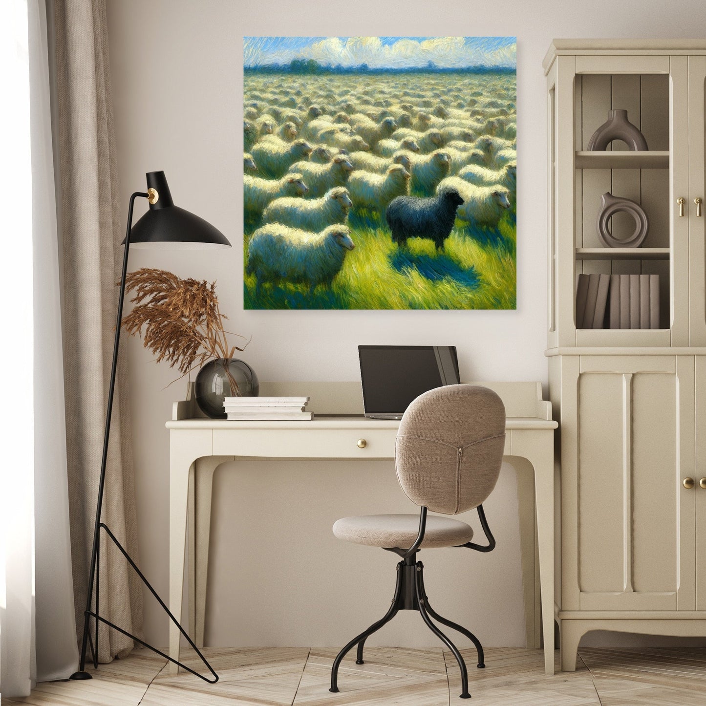Singular Contrast Sheep Canvas