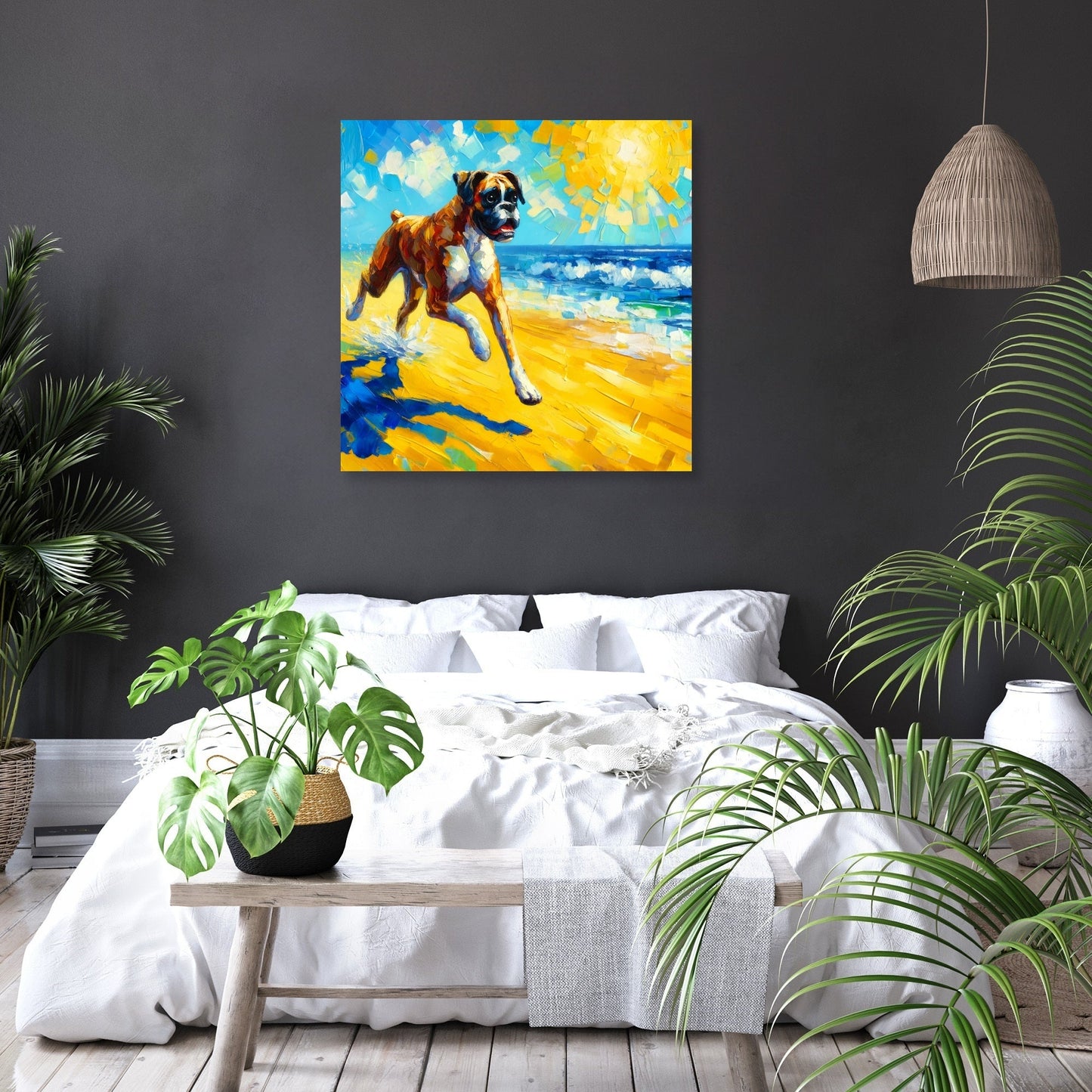 Boxer at the Beach Summer Vibes Canvas
