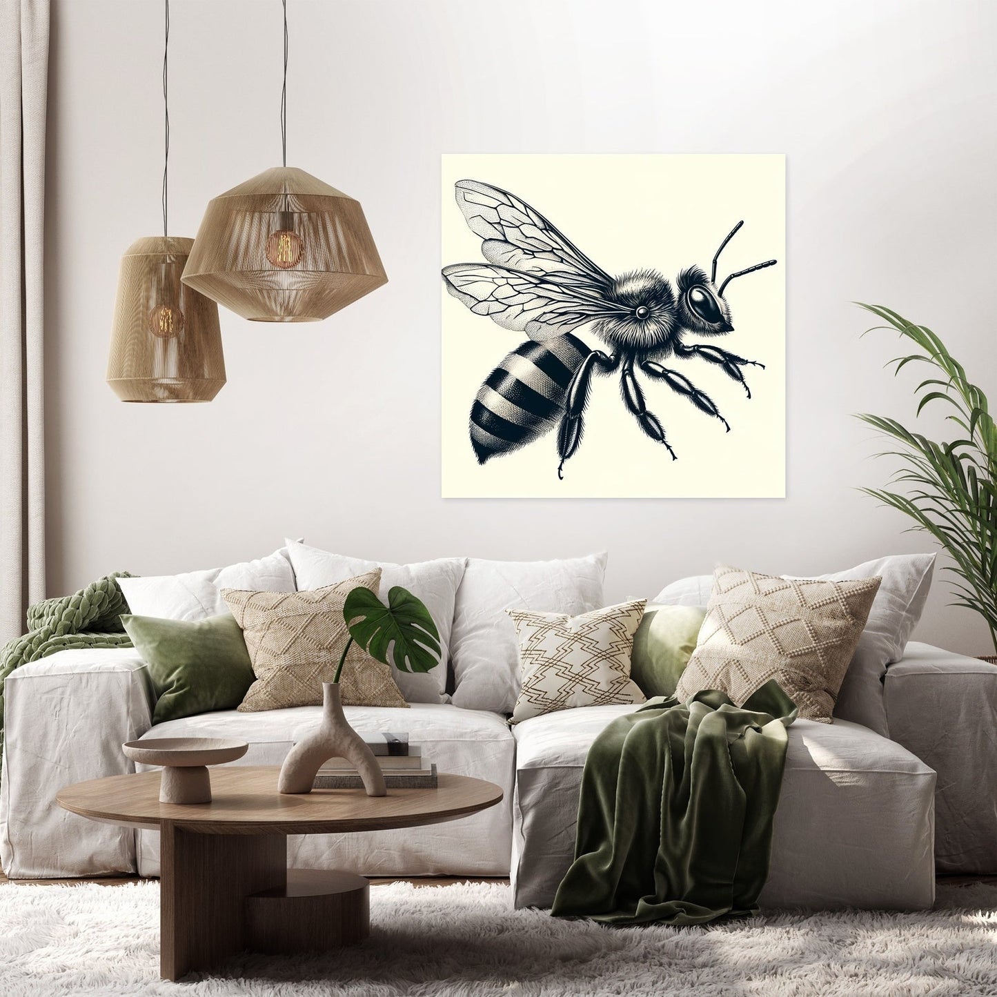 Vintage Bee Anatomy Illustration Canvas