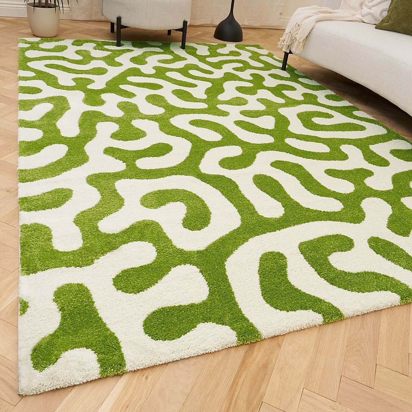 Joli Doodle Green & White Rug