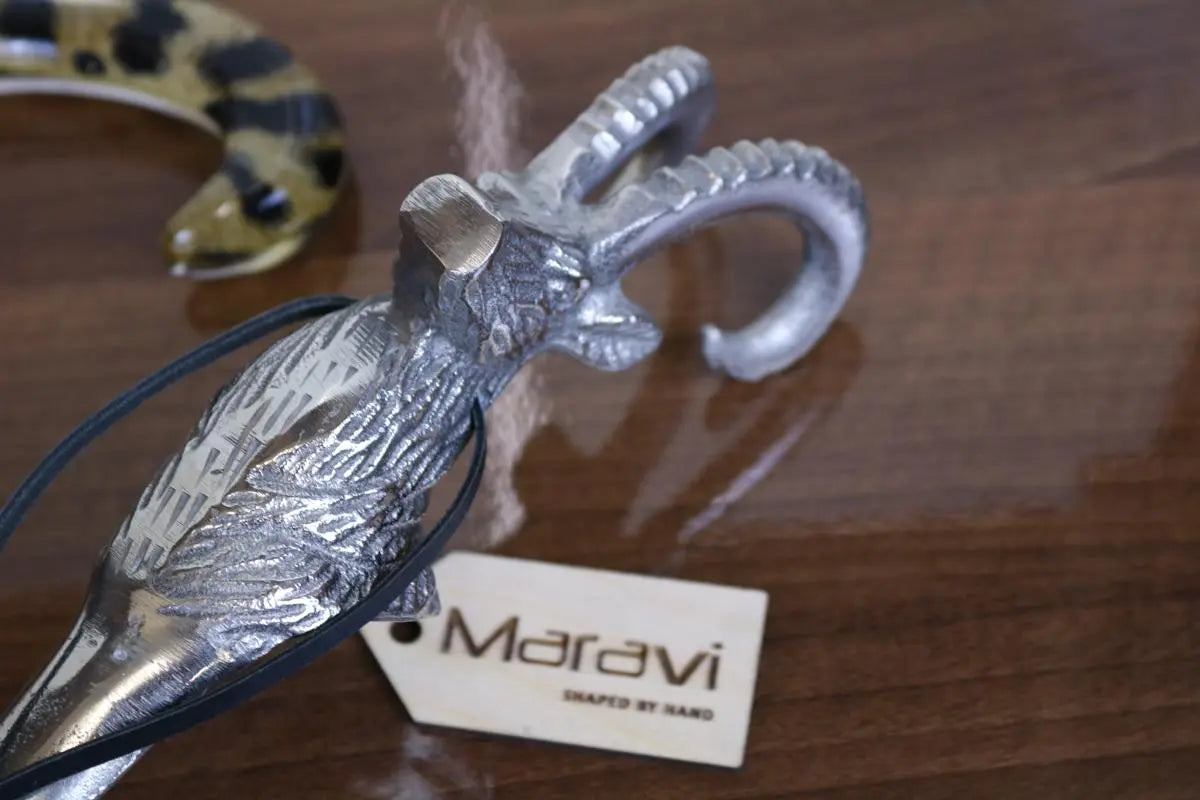 Khosa Ram's Head Metal Shoe Horn Antique Style