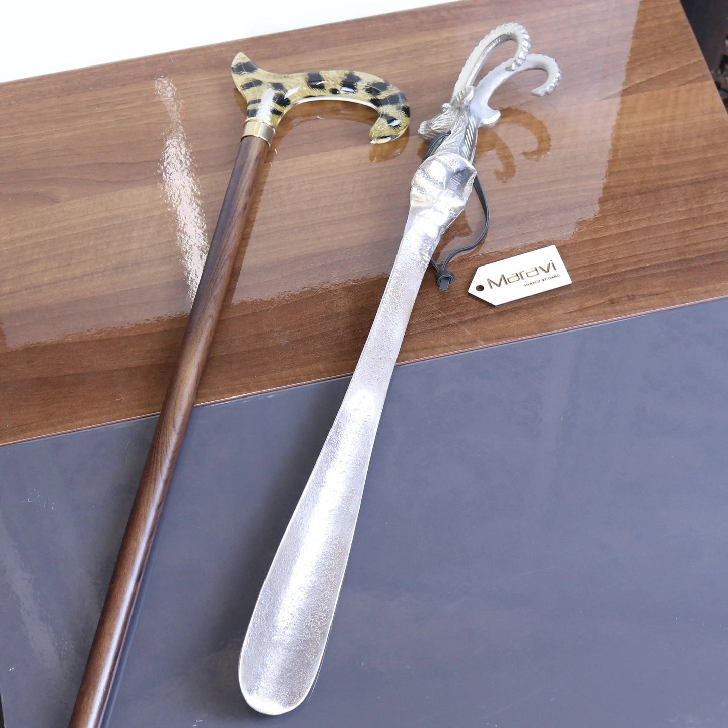 Khosa Ram's Head Metal Shoe Horn Antique Style