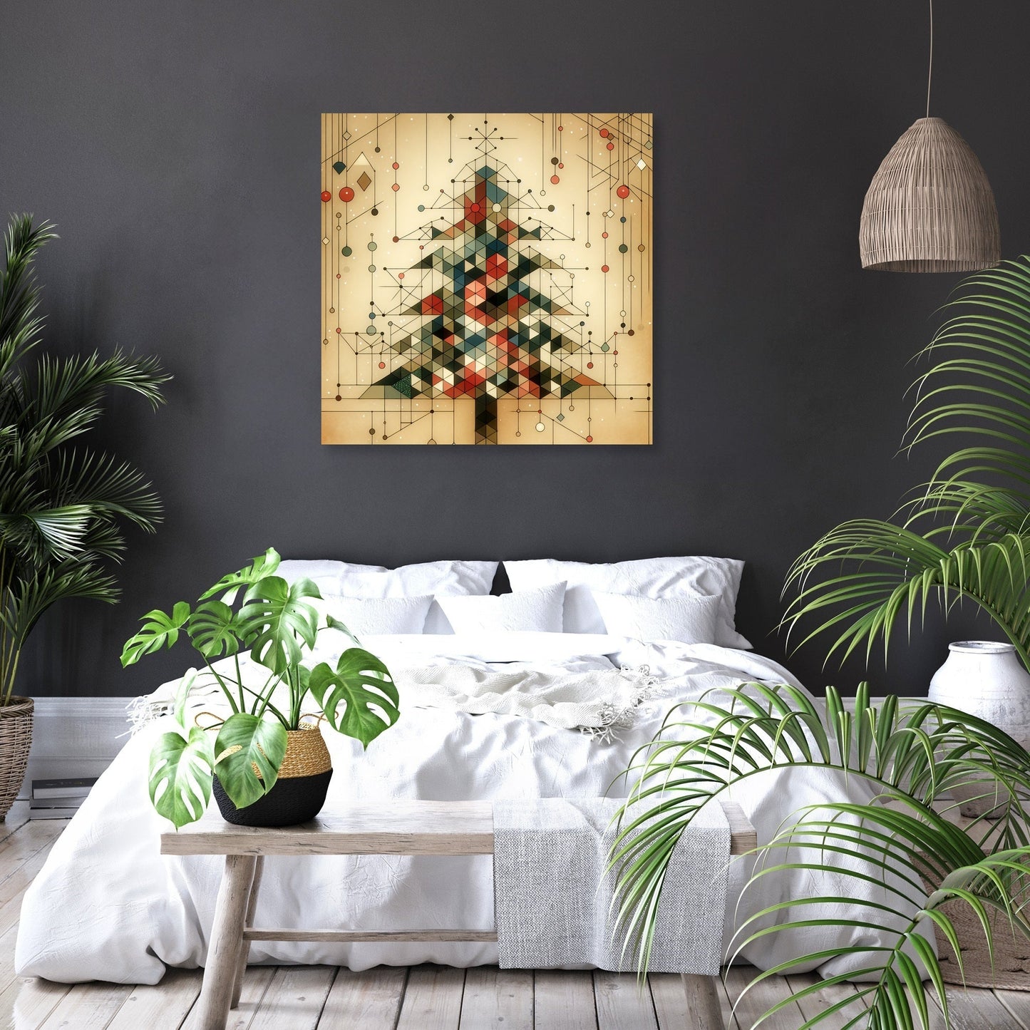Geometric Festivity Christmas Tree Canvas