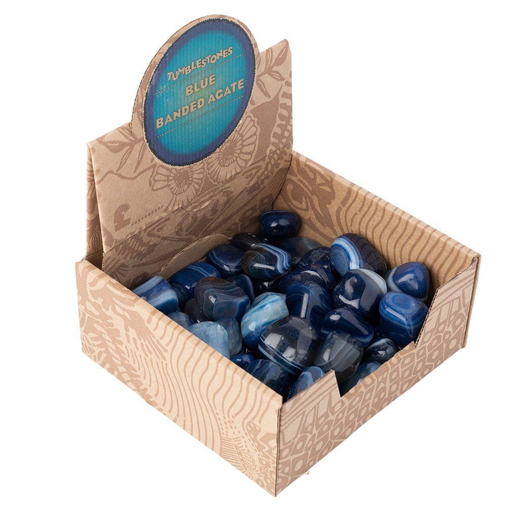 Blue Banded Agate Tumbled Semi-Precious Collectible Gemstone