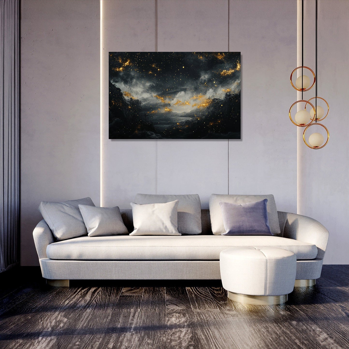 Golden Stars on Shadowed Canvas
