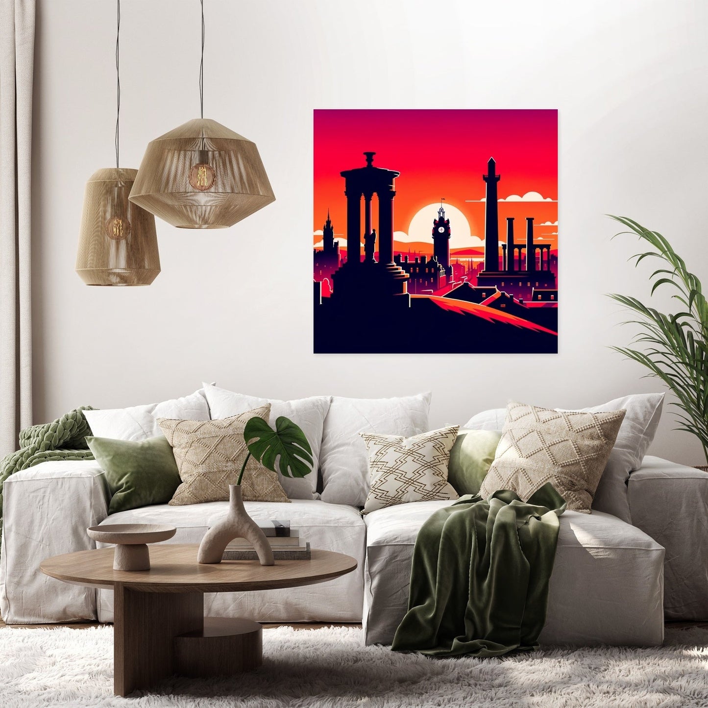 Edinburgh Calton Hill Sunset Silhouette Canvas