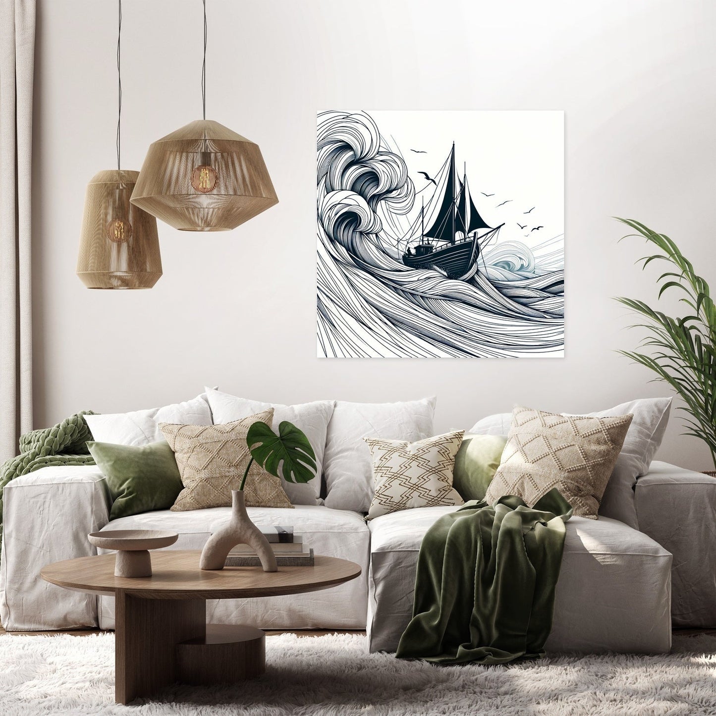 Resilient Waves Sketch Canvas