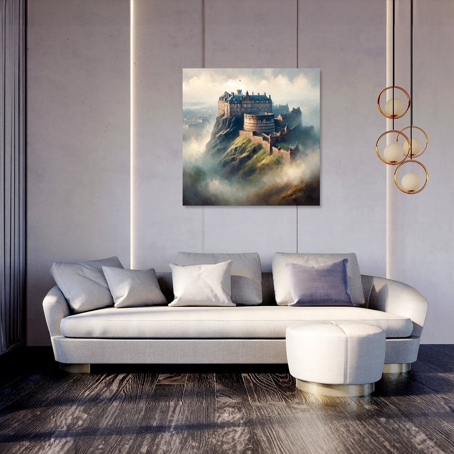 Edinburgh Castle Misty Dawn Canvas