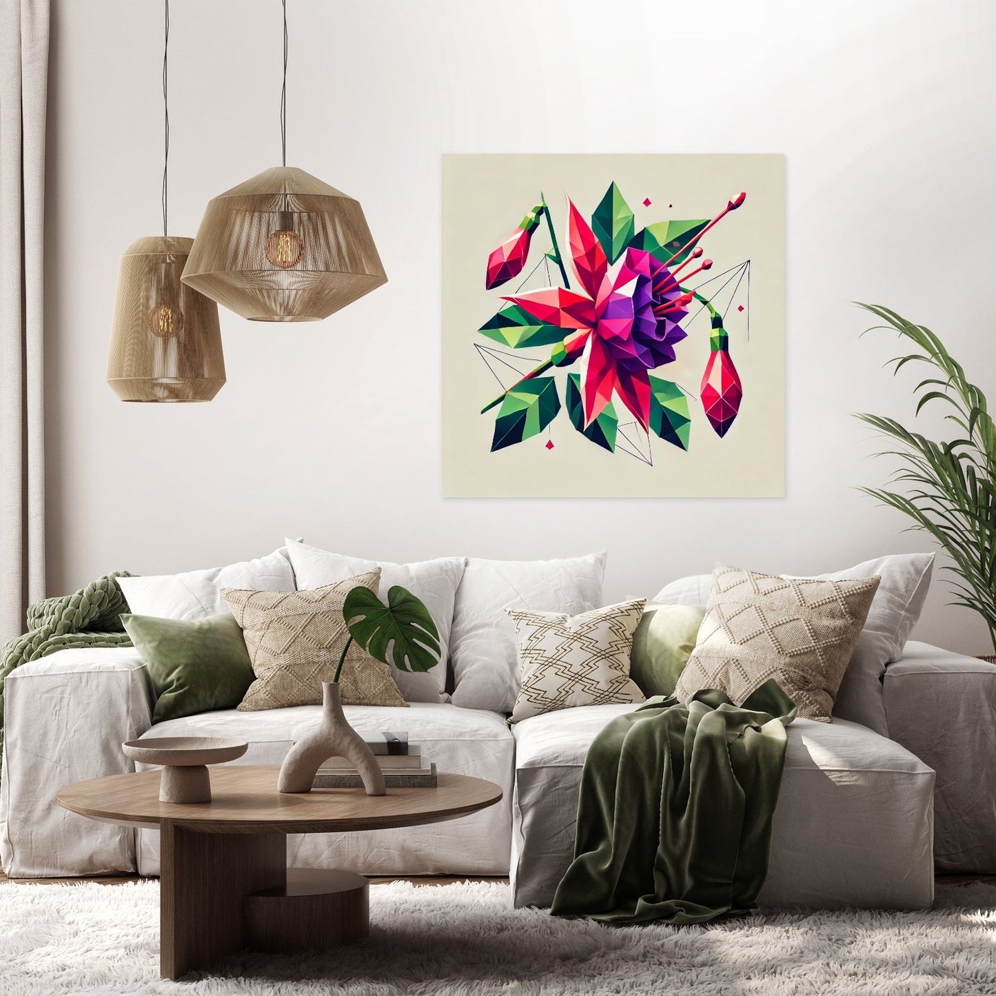 Geometric Fuchsia Blossom Canvas