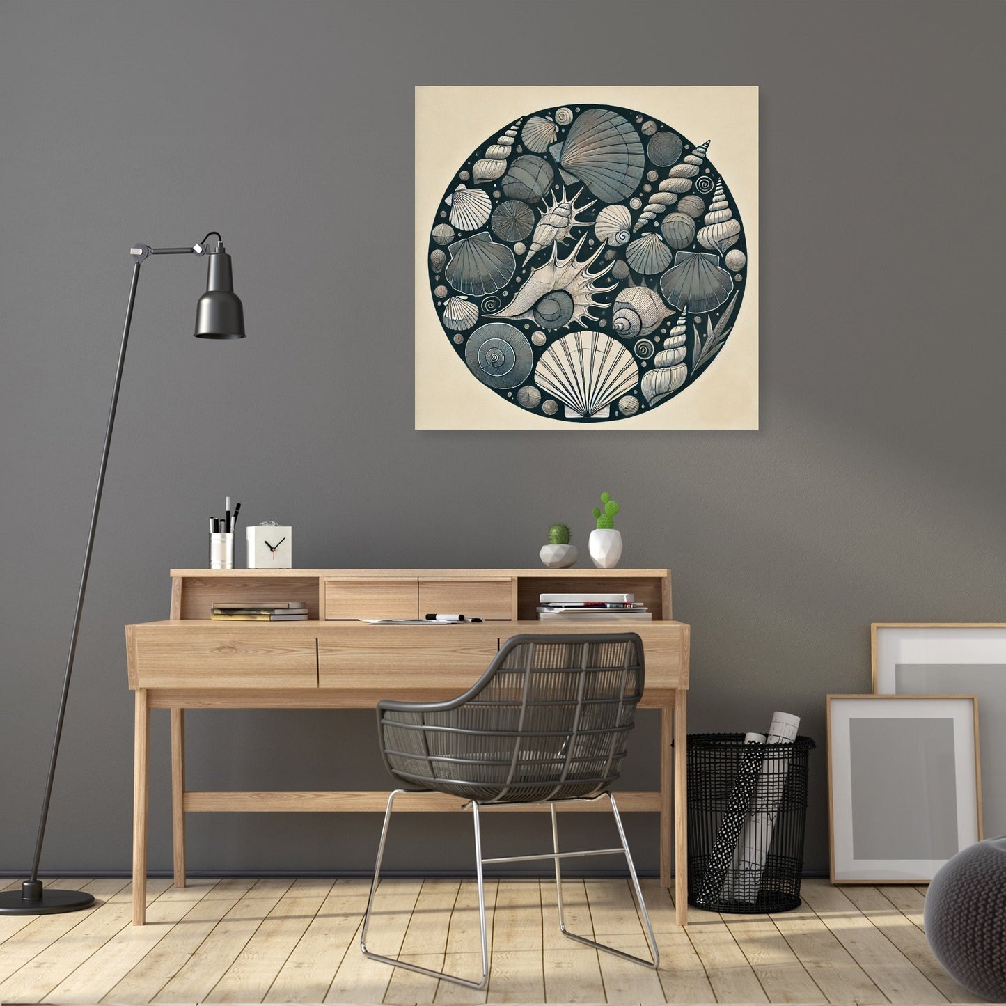 Dark Shells Line Art Canvas