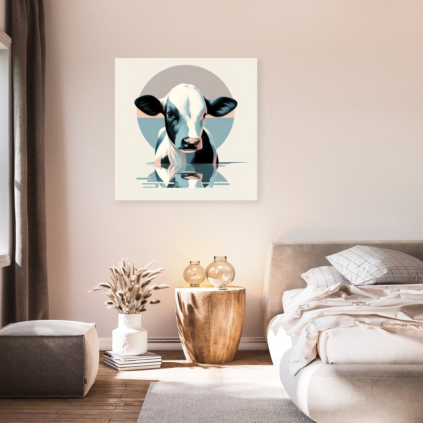 Pastel Modernist Cow Canvas