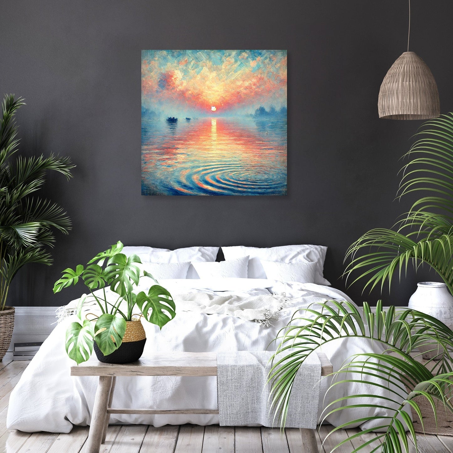 Pastel Sunrise Over Water Canvas
