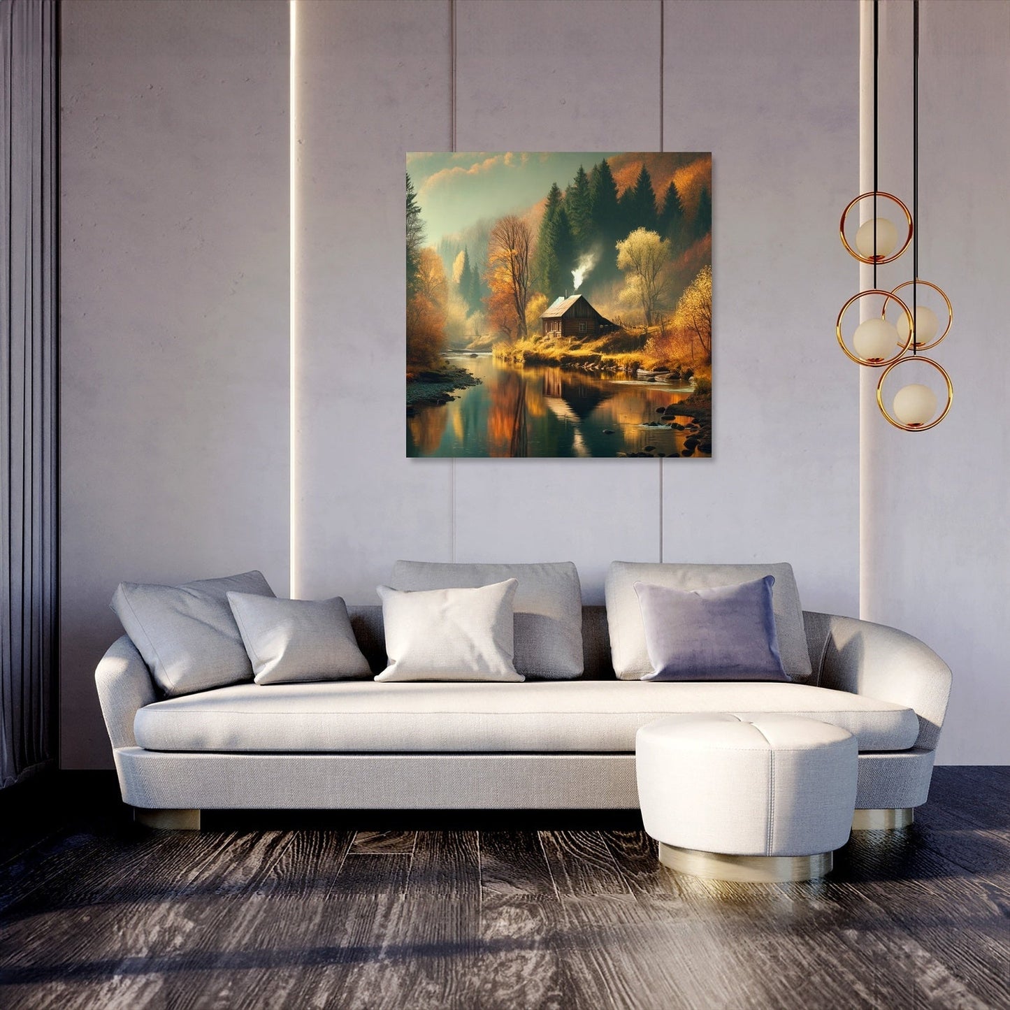 Autumn Riverside Retreat Canvas
