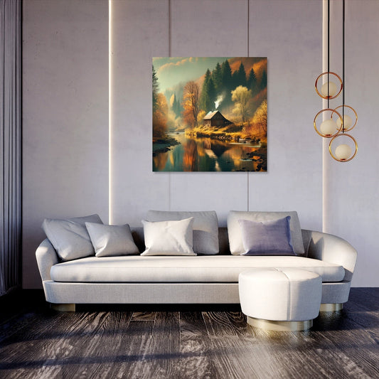 Autumn Riverside Retreat Canvas