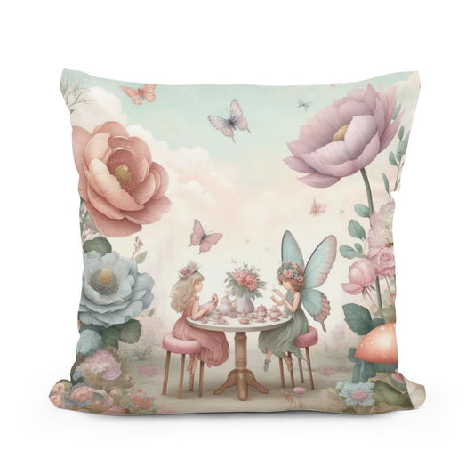 Fairy Garden Tea Party Cotton Cushion