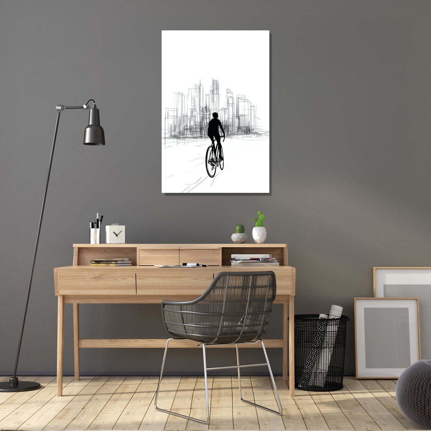 Cyclist in City Canvas