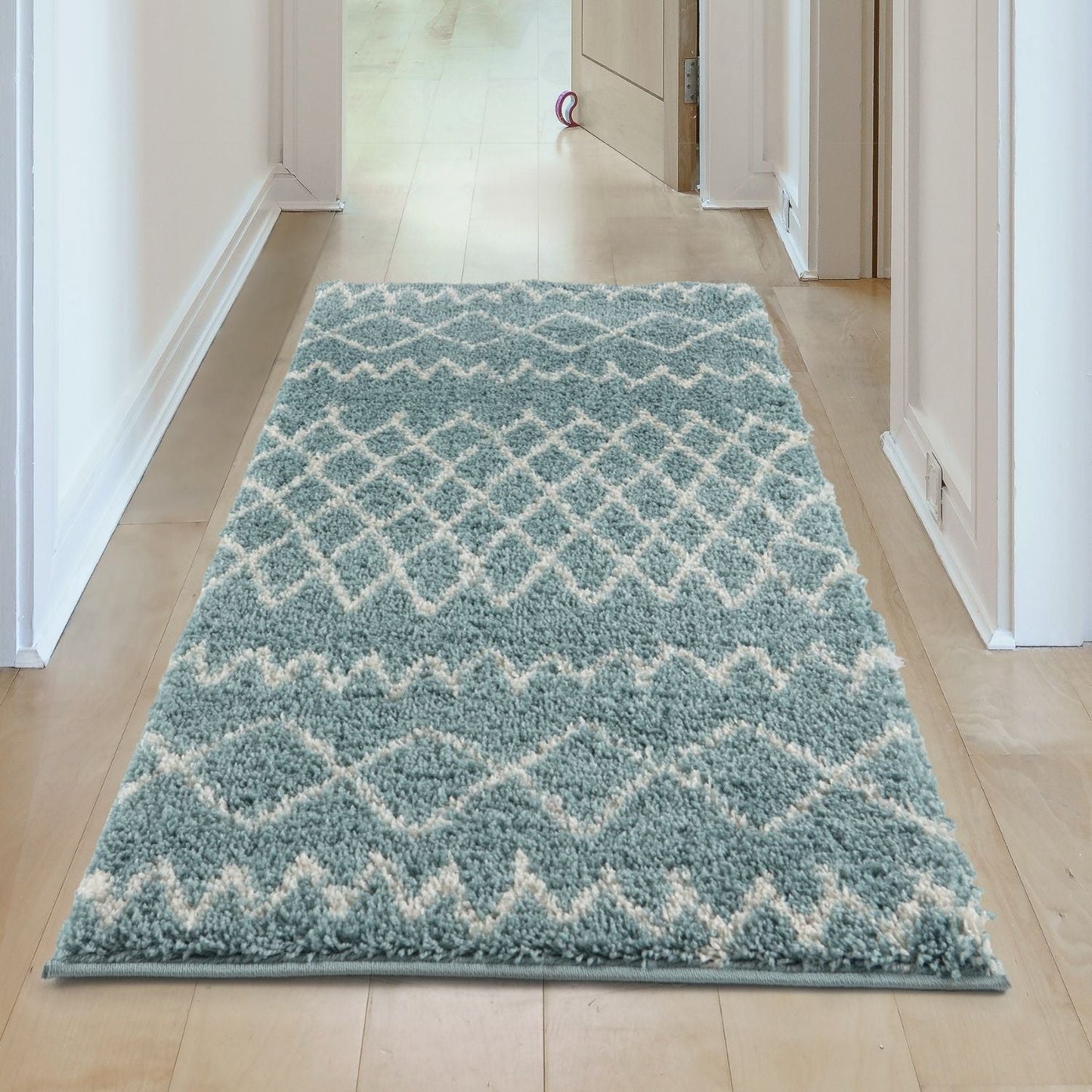 Moroccan Duck Egg Blue Shaggy Rug | 950