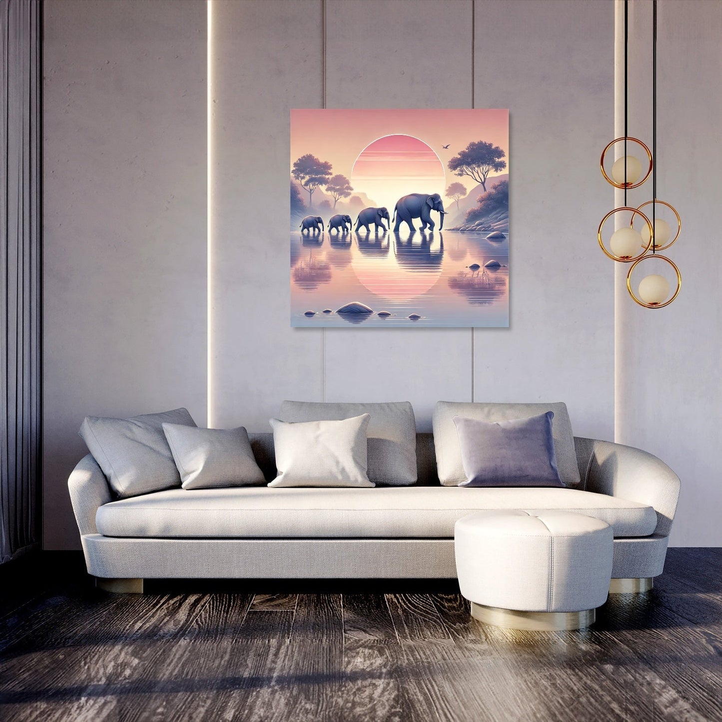 Elephant Sunrise Canvas