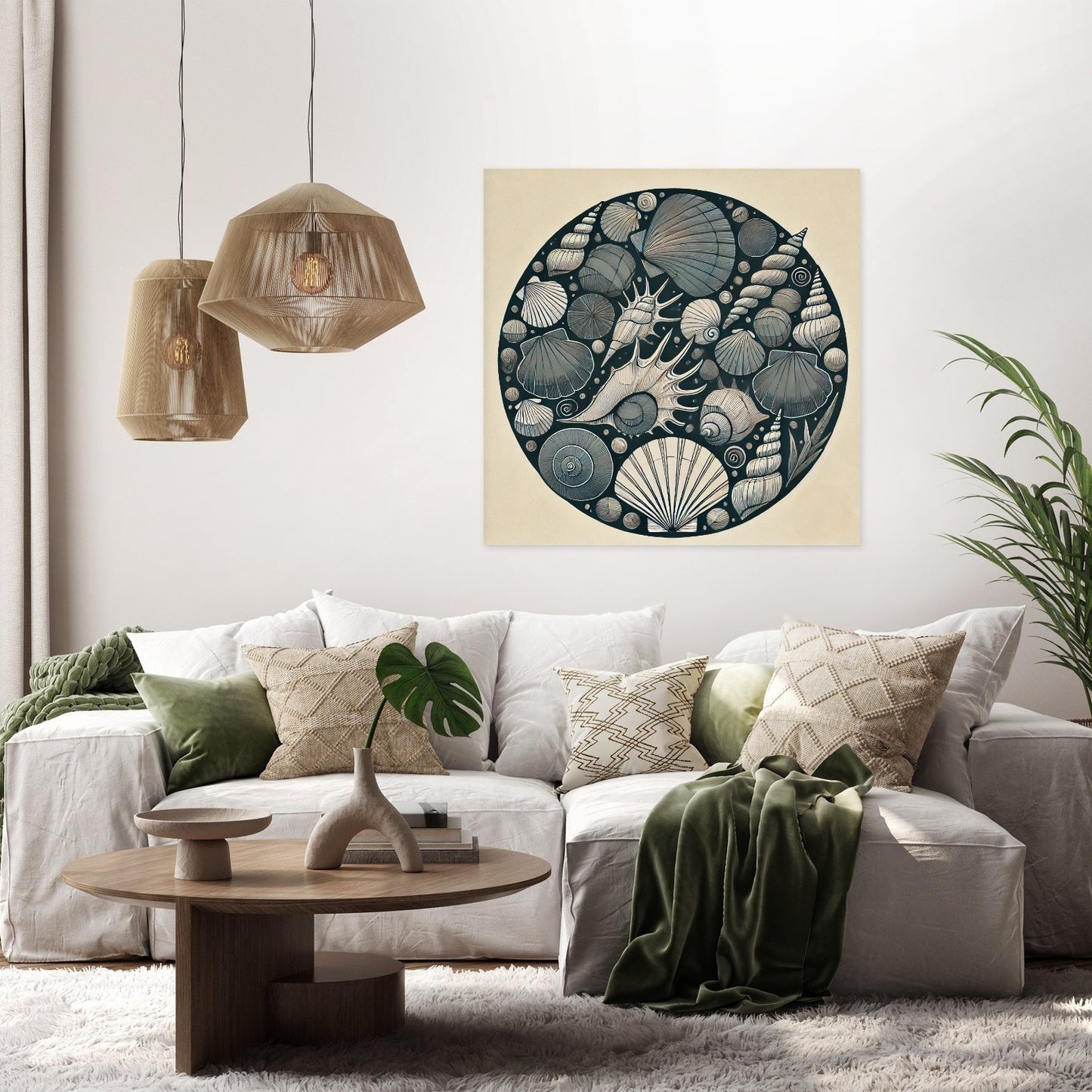 Dark Shells Line Art Canvas