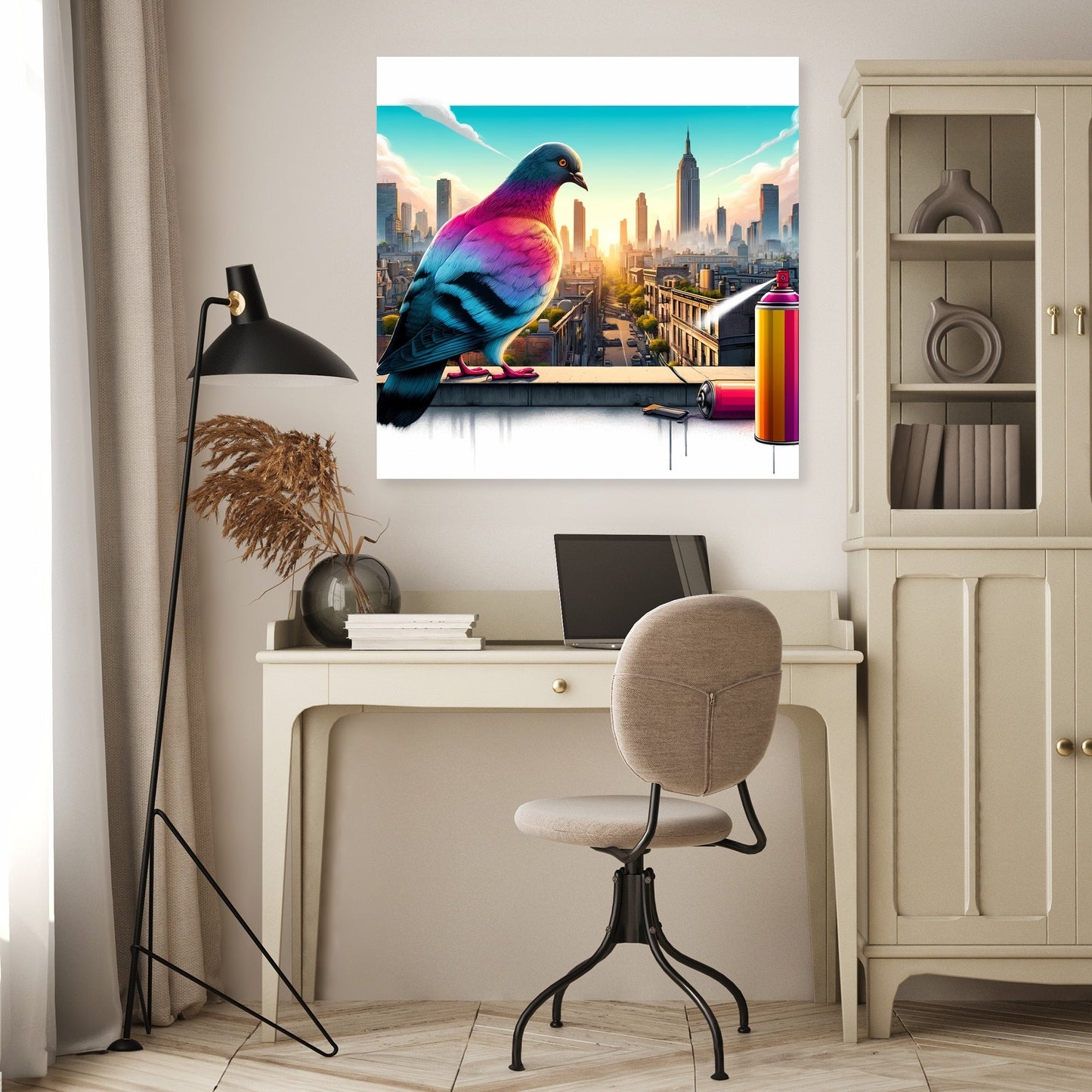 Urban Pigeon Panorama Canvas