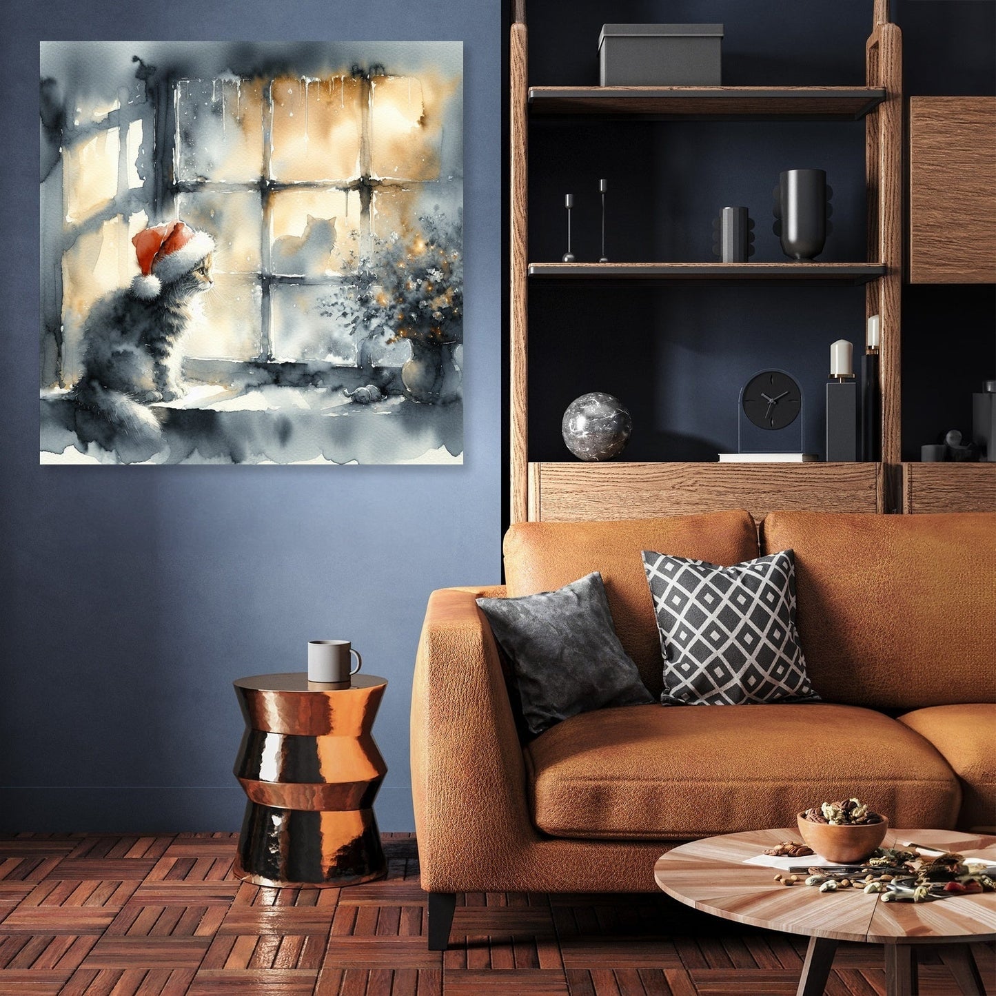 Christmas Solitude Feline Canvas