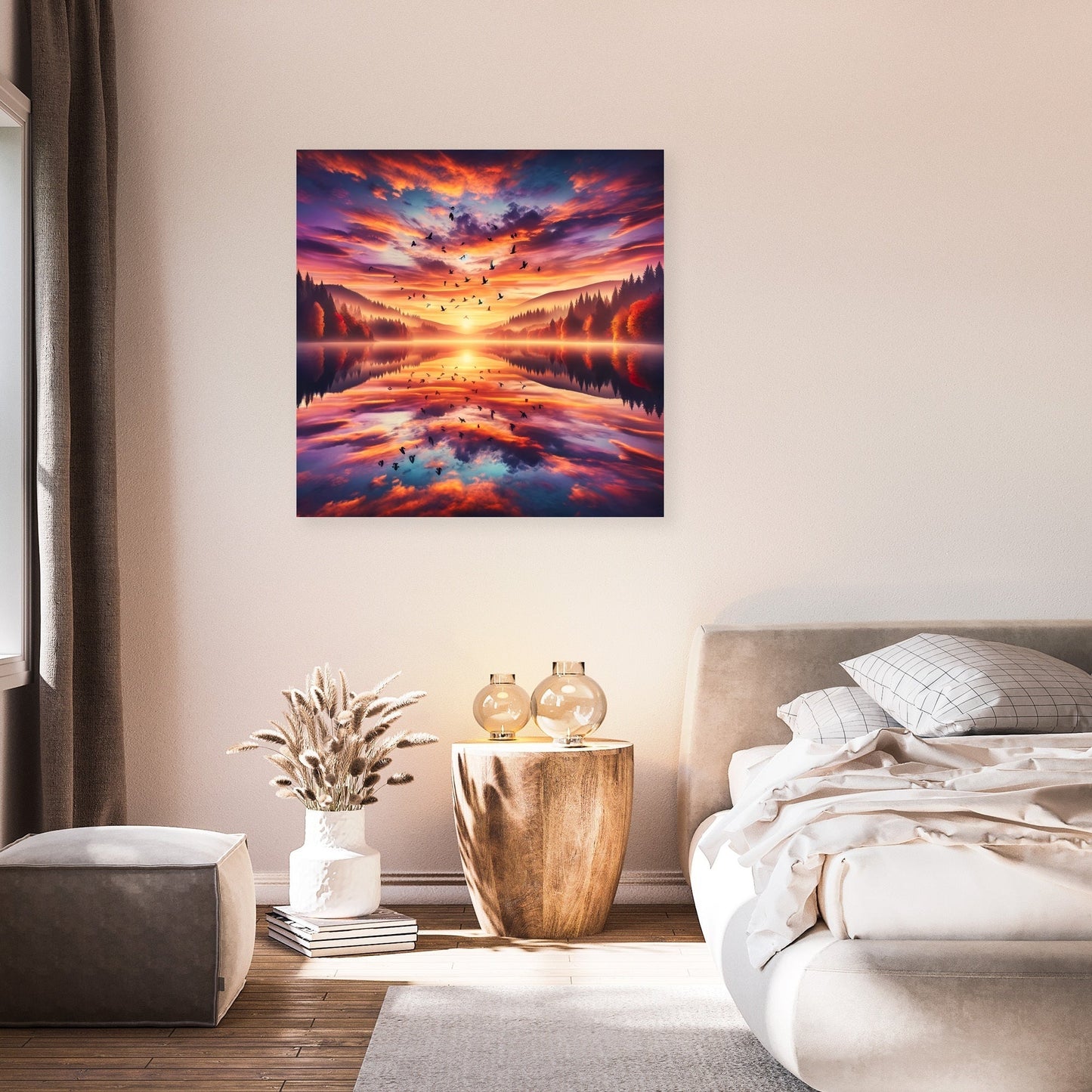 Autumn Lake Sunset Canvas