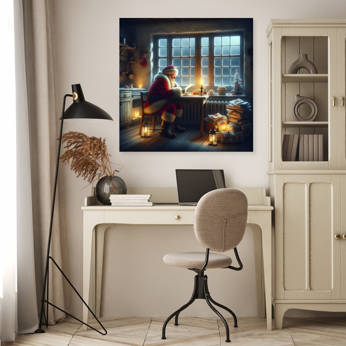 Santa's Reflective Christmas Eve Canvas